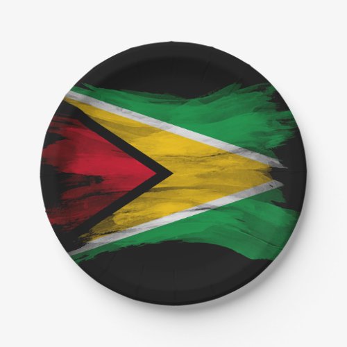 Guyana flag brush stroke national flag paper plates