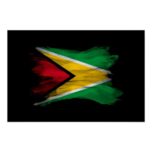 Guyana flag brush stroke national flag poster