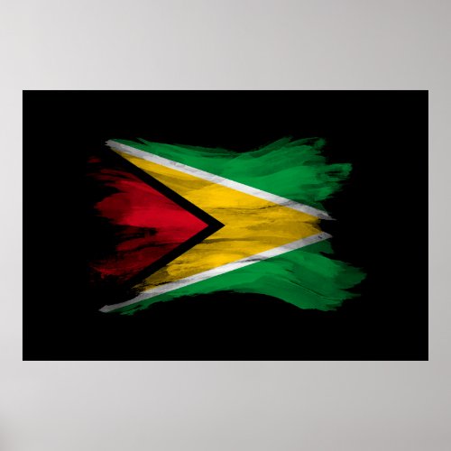 Guyana flag brush stroke national flag poster