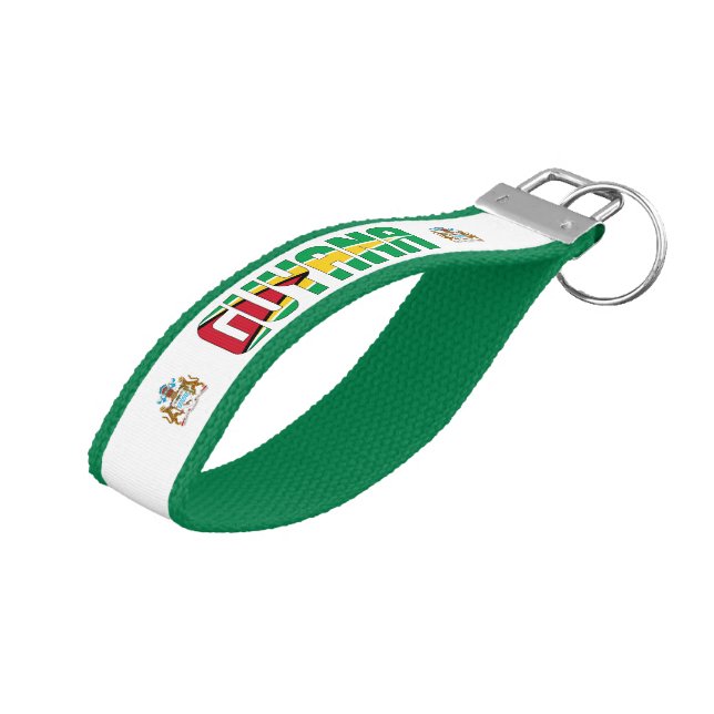 Guyana Flag Charming Patriotic Wrist Keychain (Angled Up)