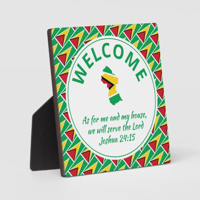 GUYANA Flag Christian Welcome Plaque (Front)