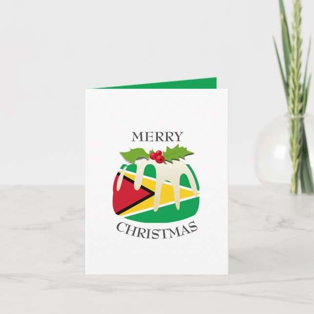 GUYANA FLAG | Christmas Pudding | Festive Holiday Card (Front)