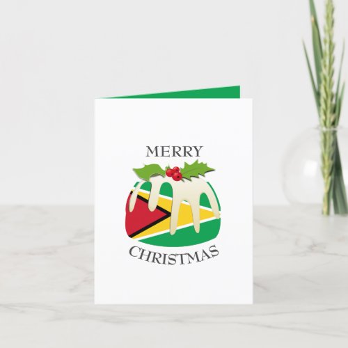 GUYANA FLAG  Christmas Pudding  Festive Holiday Card