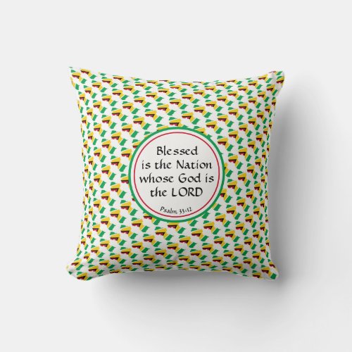 GUYANA Flag Custom Scripture BLESSED NATION Throw Pillow