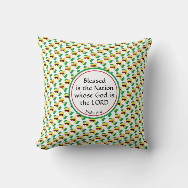 GUYANA Flag Custom Scripture BLESSED NATION Throw Pillow (Front)