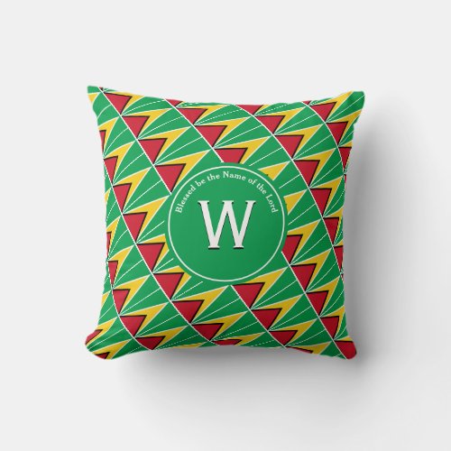 GUYANA FLAG Customized Monogram Scripture Throw Pillow