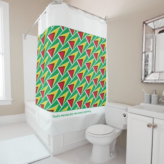 GUYANA FLAG Customized Scripture Stylish Guyanese Shower Curtain (In Situ)