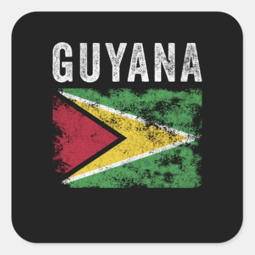 Guyana Flag Distressed _ Guyanese Flag Square Sticker