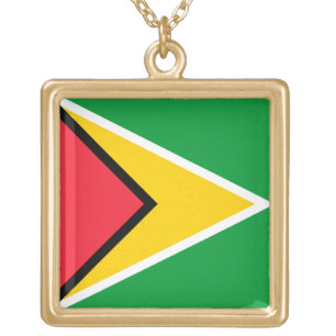 Guyana Flag  Gold Plated Necklace