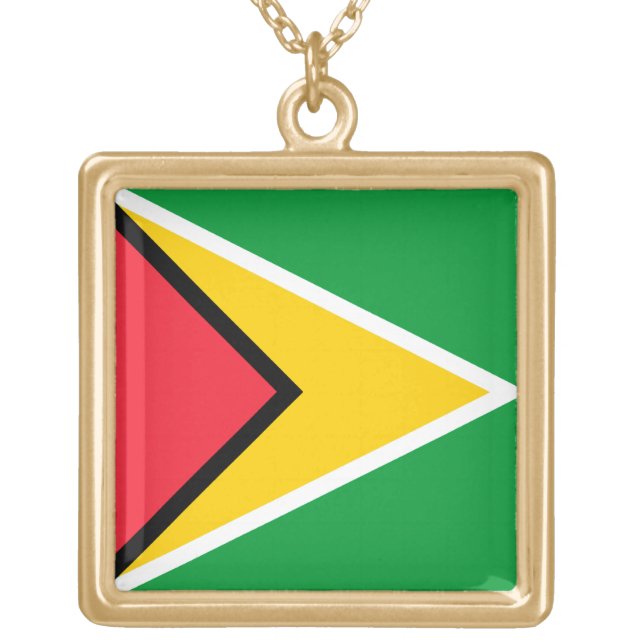 Guyana Flag  Gold Plated Necklace (Front)
