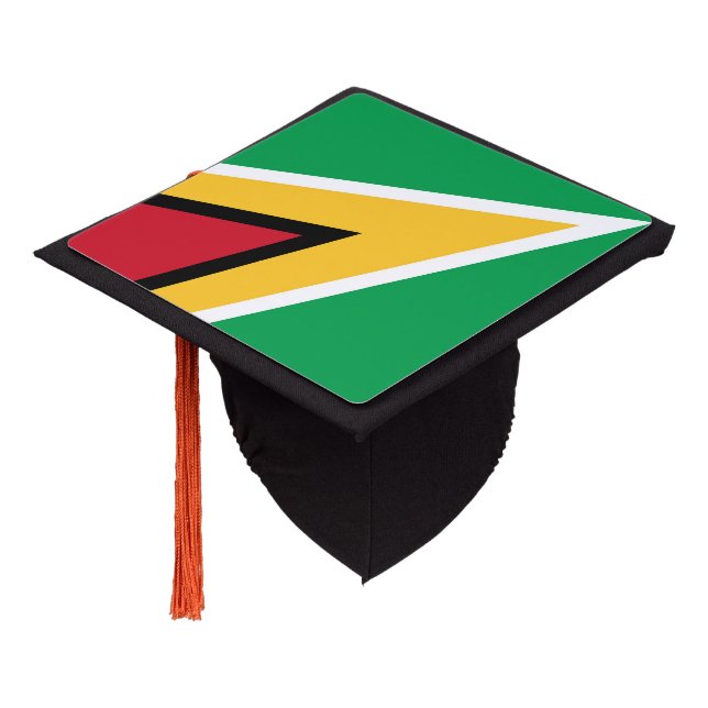 Guyana flag graduation cap topper (Angled)