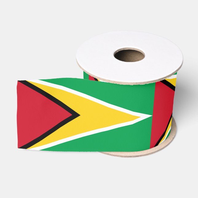 Guyana Flag & Guyana travel, holiday/sports Satin Grosgrain Ribbon (Spool)