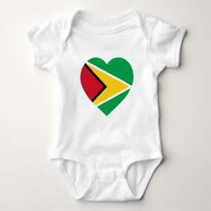 Guyana Flag Heart Baby Bodysuit