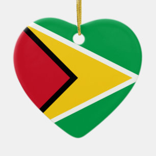 Guyana Flag Heart Ceramic Ornament