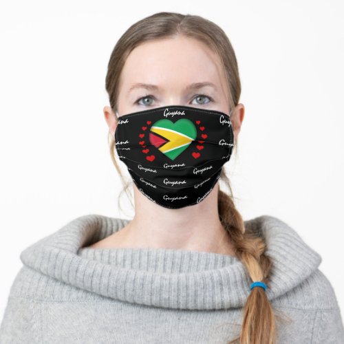Guyana Flag  Heart Guyana Flag fashion sports Adult Cloth Face Mask