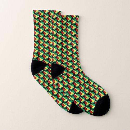 Guyana Flag Hearts Socks