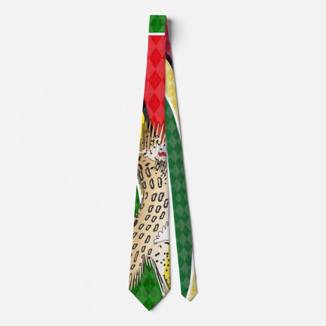 Guyana Flag Jaguar Tie by RokCloneDesigns (Front)