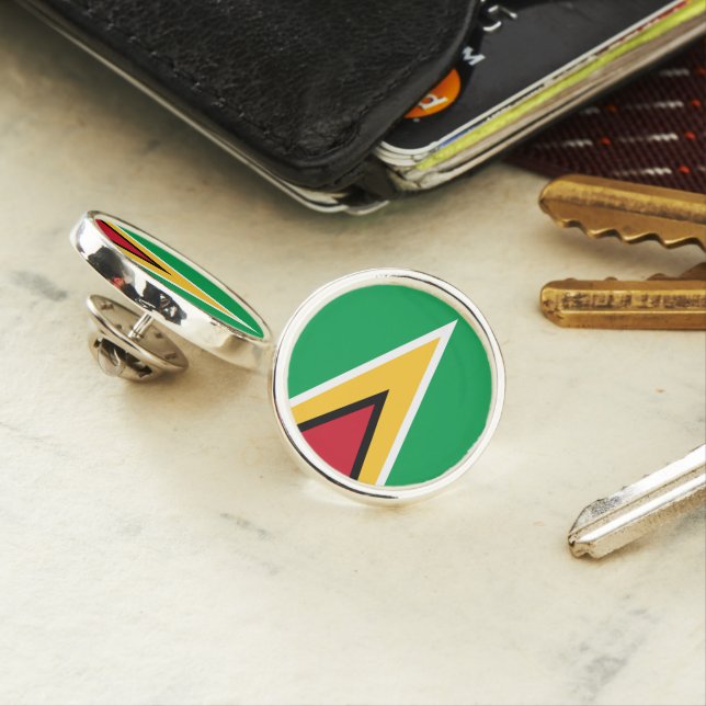 Guyana flag lapel pin (In Situ)