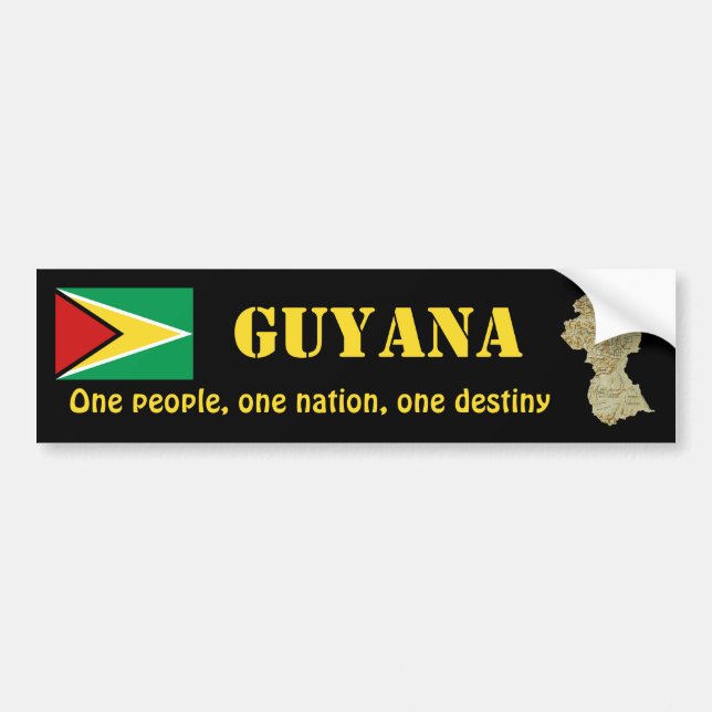 Guyana Flag + Map Bumper Sticker (Front)