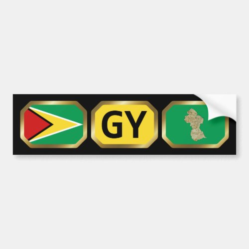 Guyana Flag Map Code Bumper Sticker