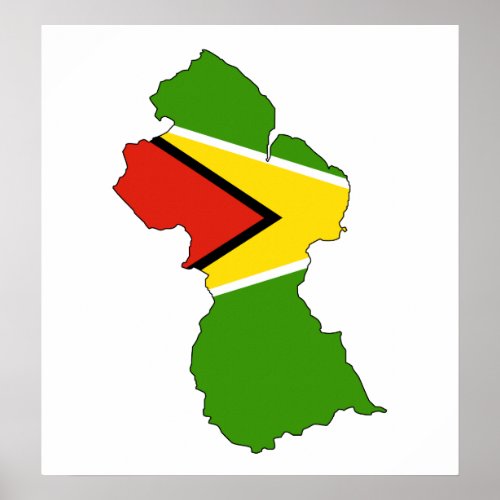 Guyana Flag Map full size Poster