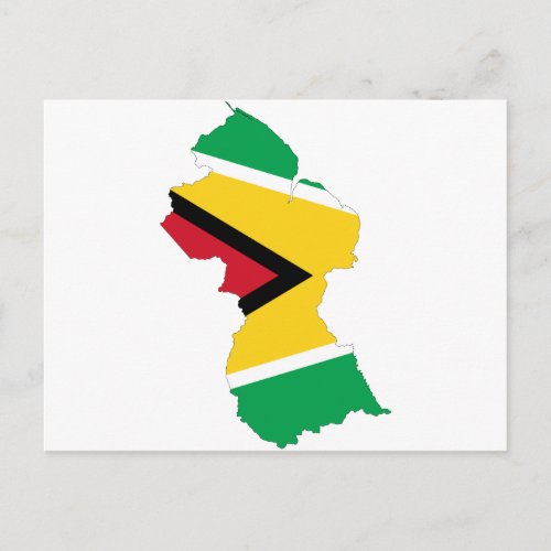 Guyana Flag Map GY Postcard