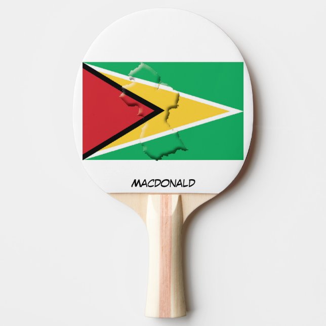 GUYANA FLAG & MAP Personalized Ping Pong Paddle (Front)