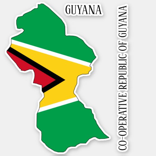 Guyana Flag Map Sticker