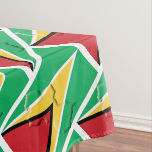 GUYANA Flag Map Stylish Patriotic Geometric Tablecloth