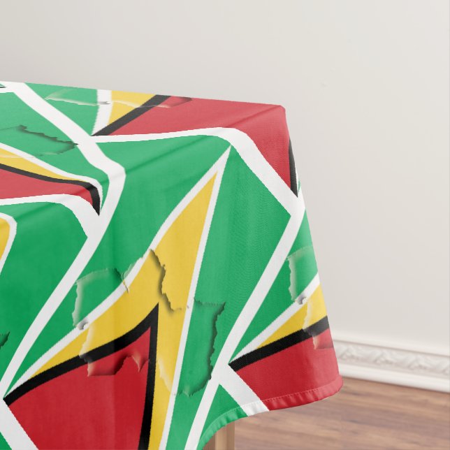 GUYANA Flag Map Stylish Patriotic Geometric Tablecloth (In Situ)