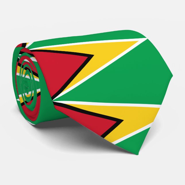 Guyana flag neck tie (Rolled)