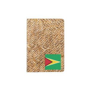 Guyana Flag on Textile themed Passport Holder