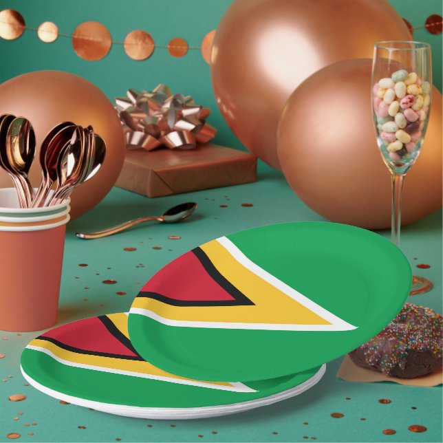 Guyana flag paper plates (Multi)