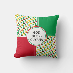 GUYANA Flag Patriotic Guyanese GOD BLESS Throw Pillow