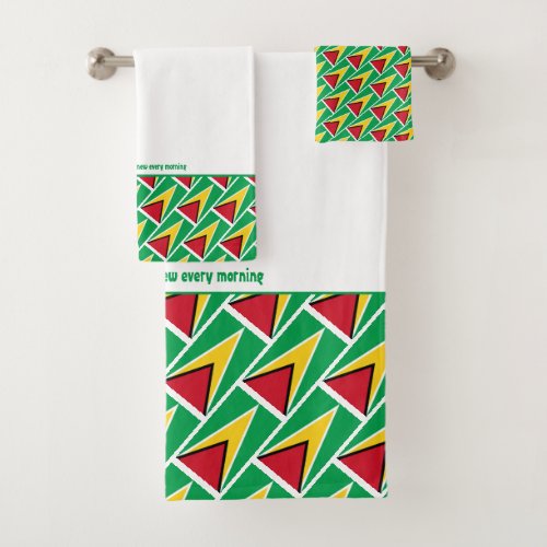 GUYANA FLAG Personalized Scripture WHITE Bath Towel Set