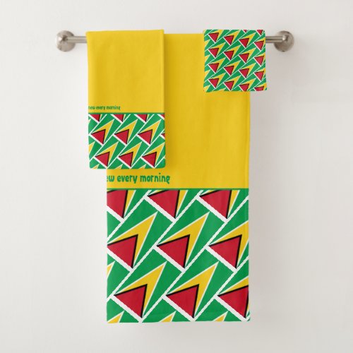 GUYANA FLAG Personalized Scripture YELLOW Bath Towel Set