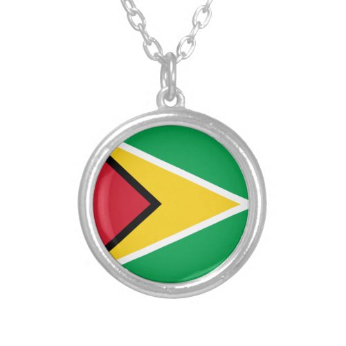 Guyana flag  silver plated necklace