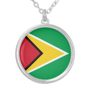 Guyana Flag Silver Plated Necklace