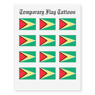 Guyana Flag Temporary Tattoos