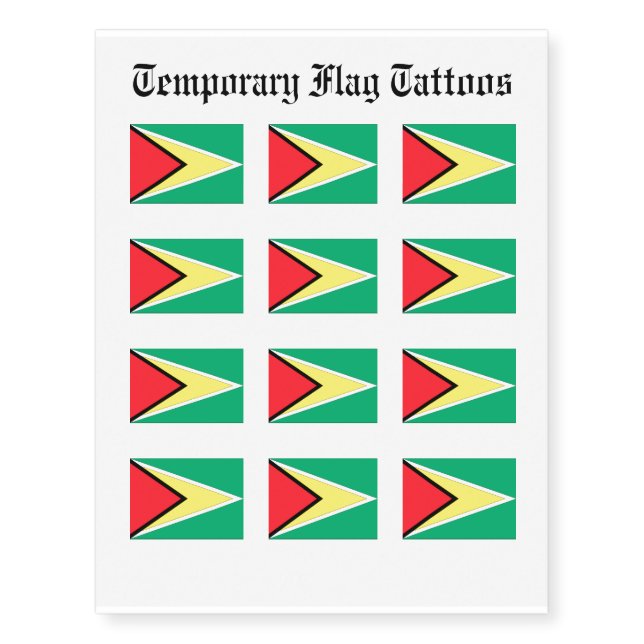 Guyana Flag Temporary Tattoos (Front)