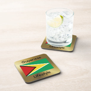 Guyana Flag+Text Coaster
