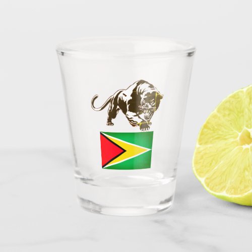 Guyana Flag with Jaguar Shot Glass