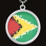 Guyana Gnarly Flag Silver Plated Necklace