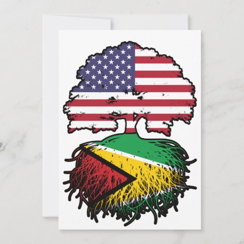 Guyana Guyanese American USA Tree Roots Flag Invitation
