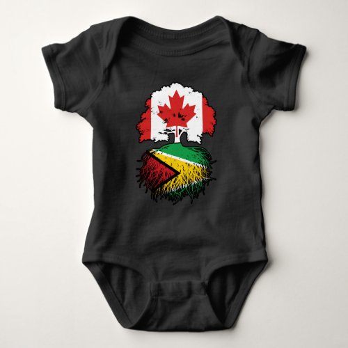 Guyana Guyanese Canadian Canada Tree Roots Flag Baby Bodysuit
