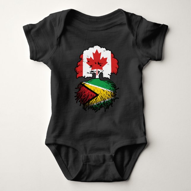 Guyana Guyanese Canadian Canada Tree Roots Flag Baby Bodysuit (Front)