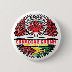 Guyana Guyanese Canadian Canada Tree Roots Flag Button