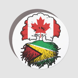 Guyana Guyanese Canadian Canada Tree Roots Flag Car Magnet