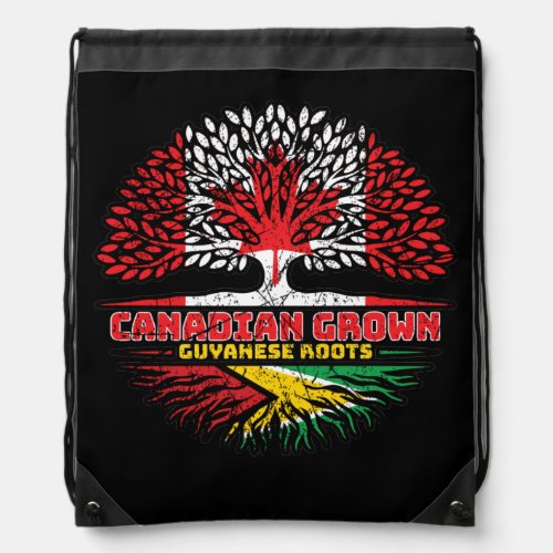 Guyana Guyanese Canadian Canada Tree Roots Flag Drawstring Bag