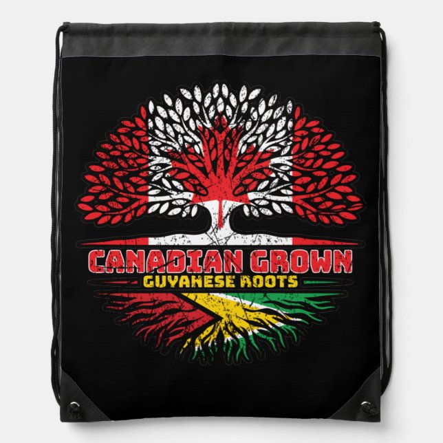 Guyana Guyanese Canadian Canada Tree Roots Flag Drawstring Bag (Front)